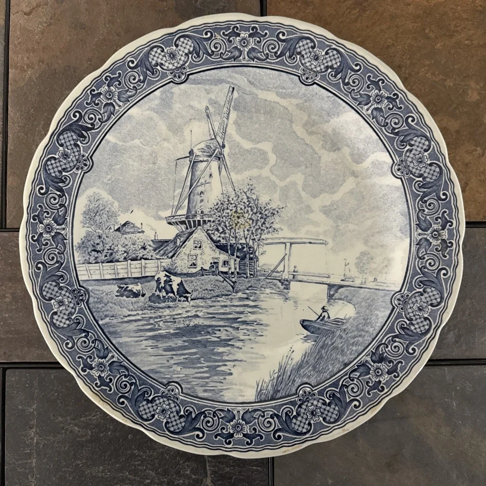 Boch Belgium Delft Windmill Scene Wall Hanging 12